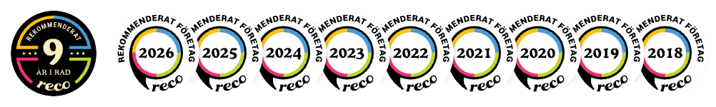 Reco - Rekommenderat företag 9 år i rad (2018-2026)